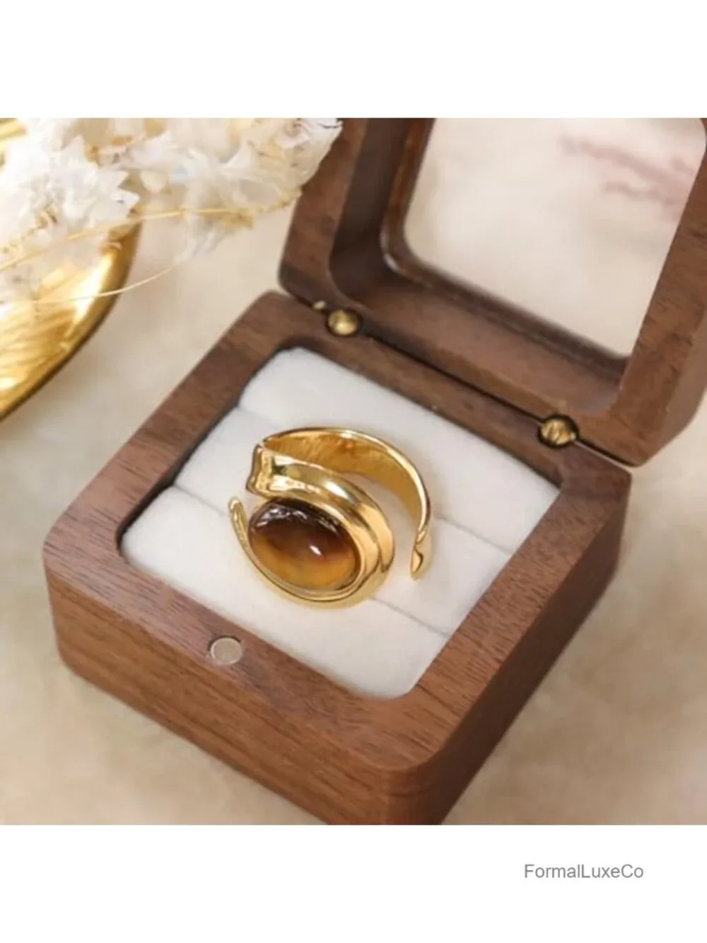 Chunky Gold Statement Dome Ring for Women, 18k Gold Plated Stainless Steel,